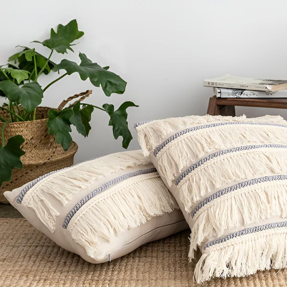 Bohemian Fringe Tassel Cushion Covers — material texture close-up