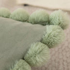 Velvet Pom-Pom Trim Cushion Cover — product in use