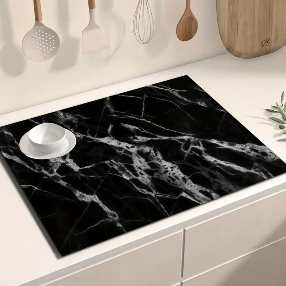 Marble Print Dish Drying Mat — lifestyle shot