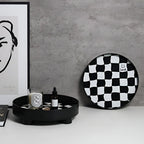 Round Checkerboard Storage Tray — product detail view
