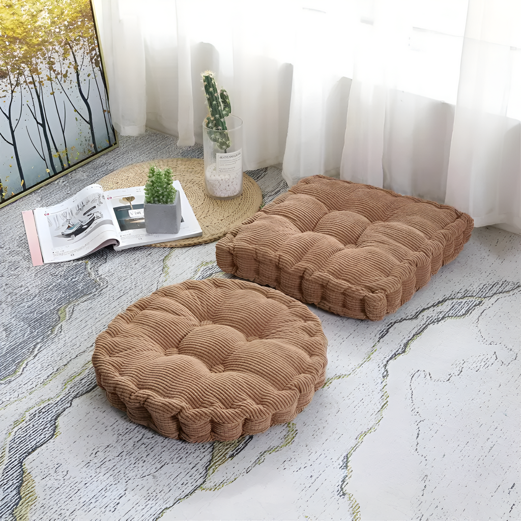 Stackable Corduroy Chair Cushions — size and scale reference