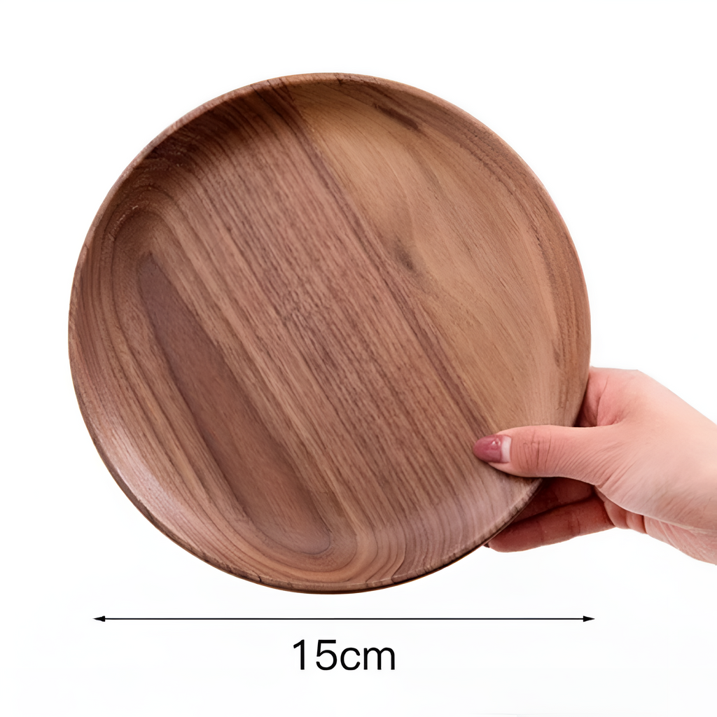 Handcrafted Walnut Wood Plate — lifestyle shot