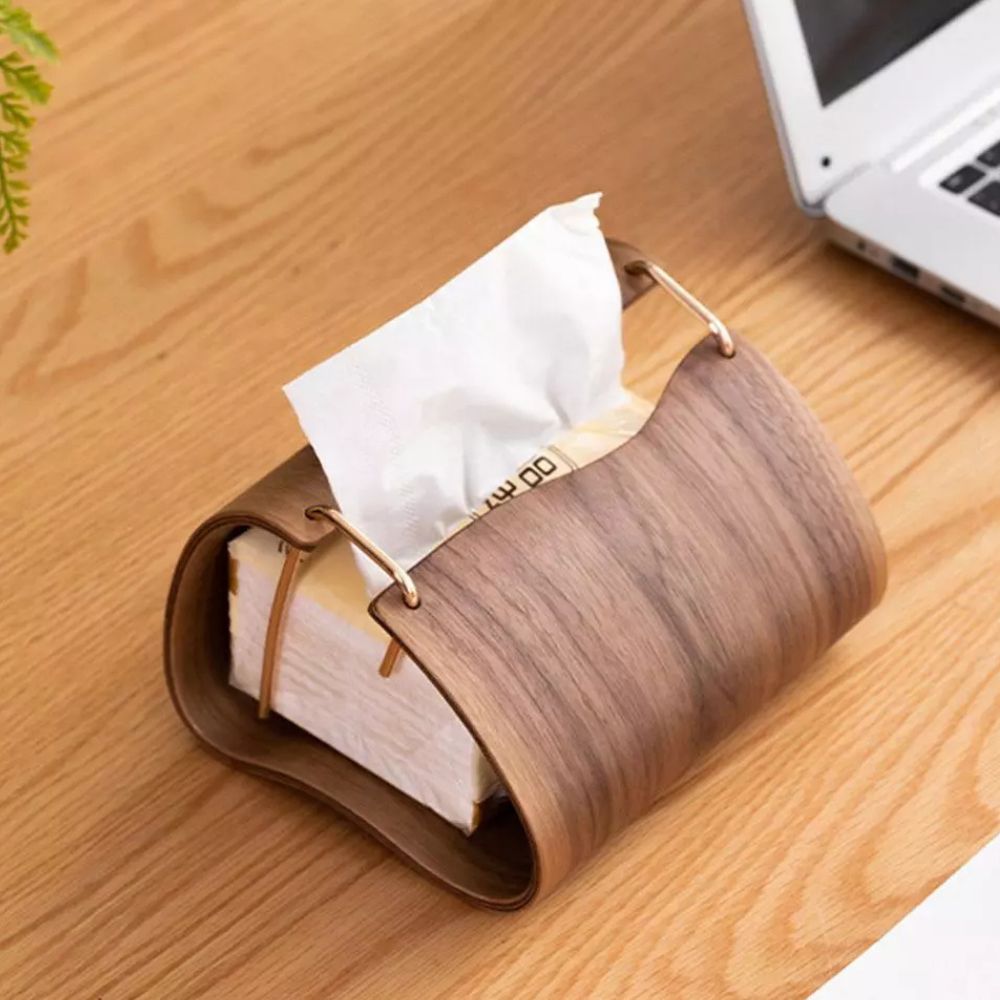 Wooden Brass Tissue Holder — product in use