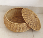 Dome-Shaped Knitted Rattan Basket with Lid — additional view