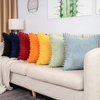 Plush Ribbed Pom-Pom Cushion Cover — lifestyle shot