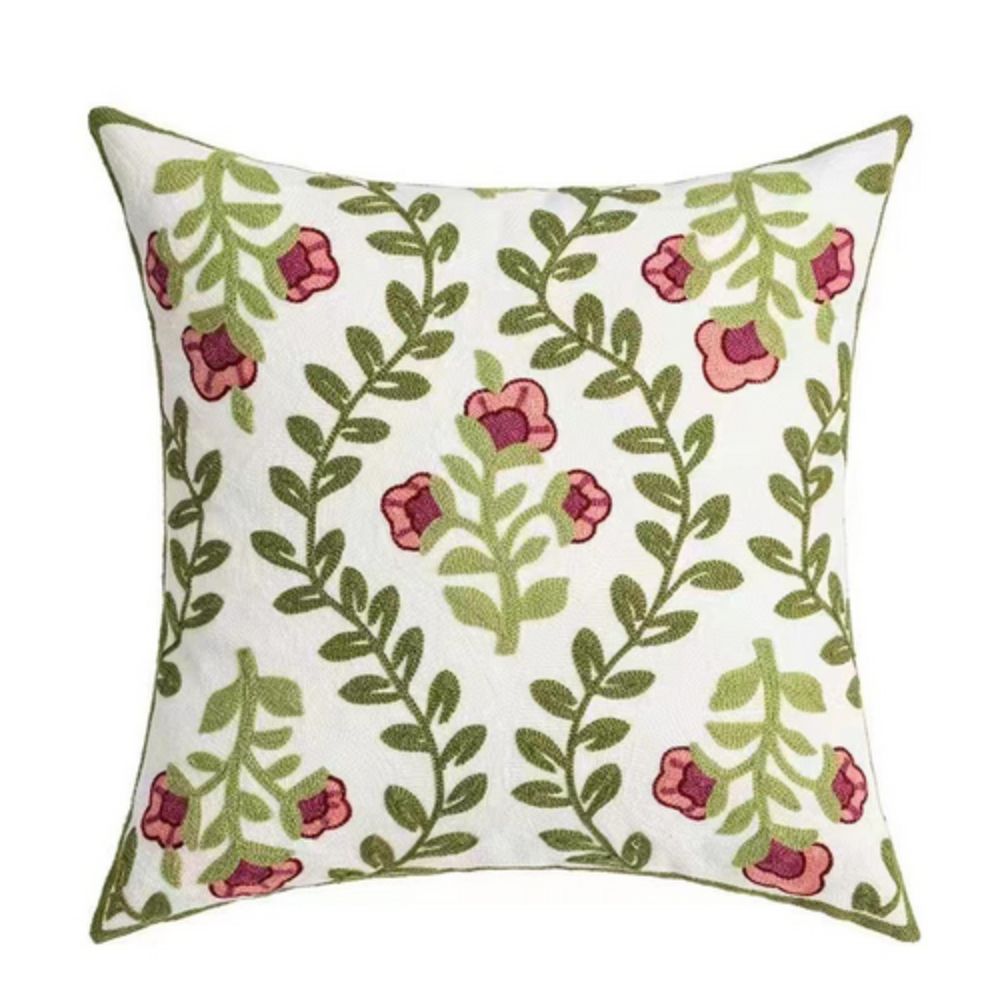 Ethereal Embroidery Floral Cushion Cover — alternate angle view