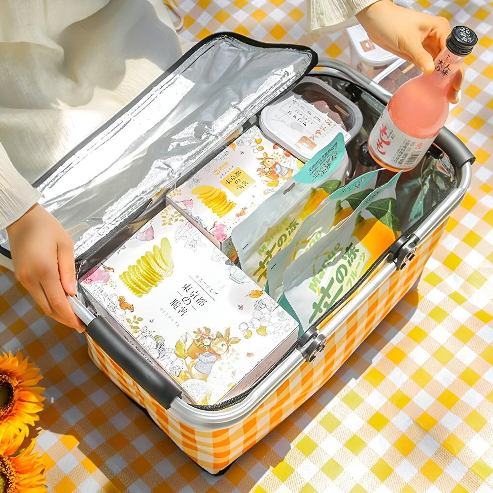 Foldable Checkered Picnic Basket — main product photo