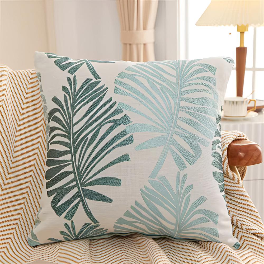 Metallic Foliage Cushion Cover — material texture close-up