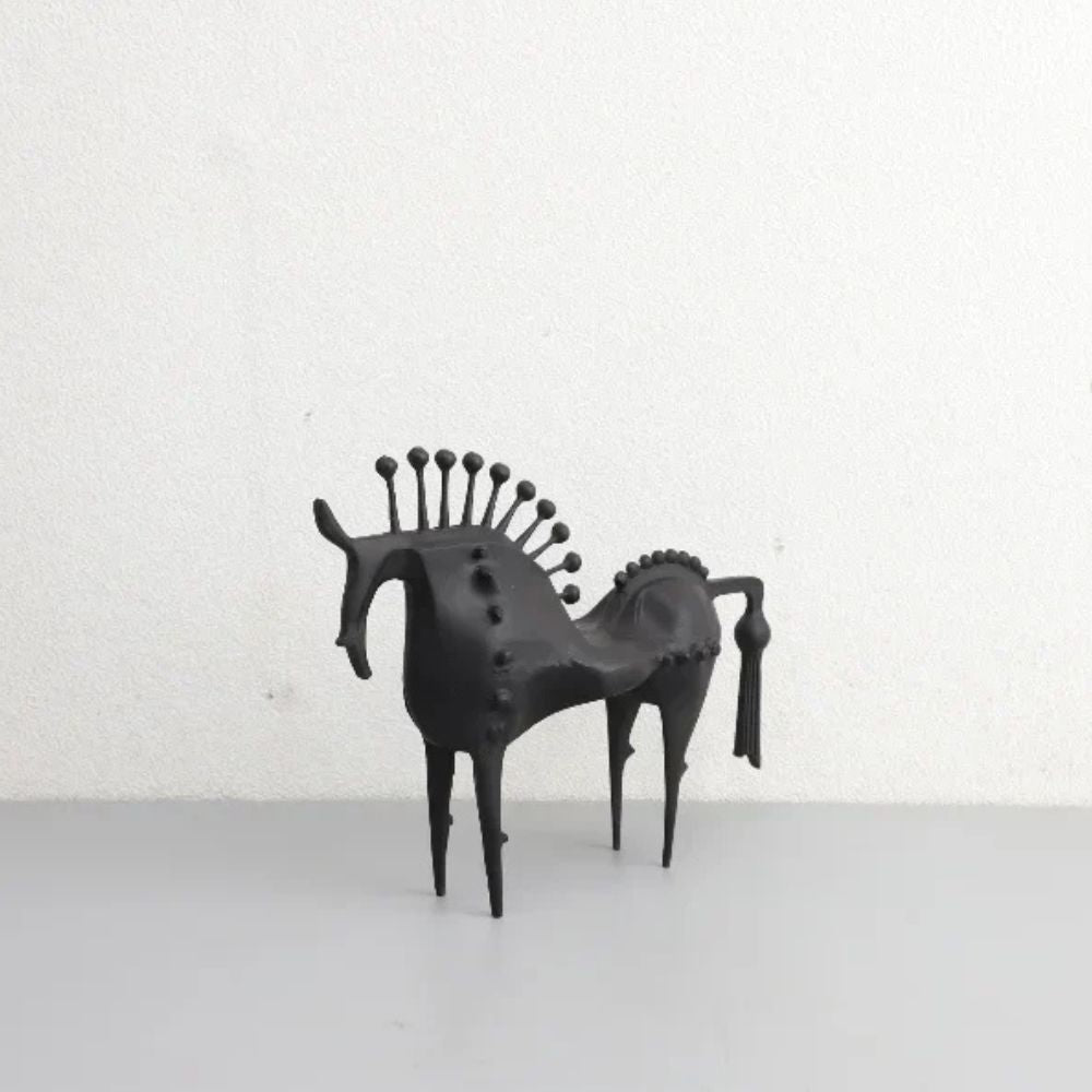 Black Stallion Metal Sculpture — size and scale reference