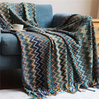 Multicolour Zigzag Tasseled Knit Throw — main product photo