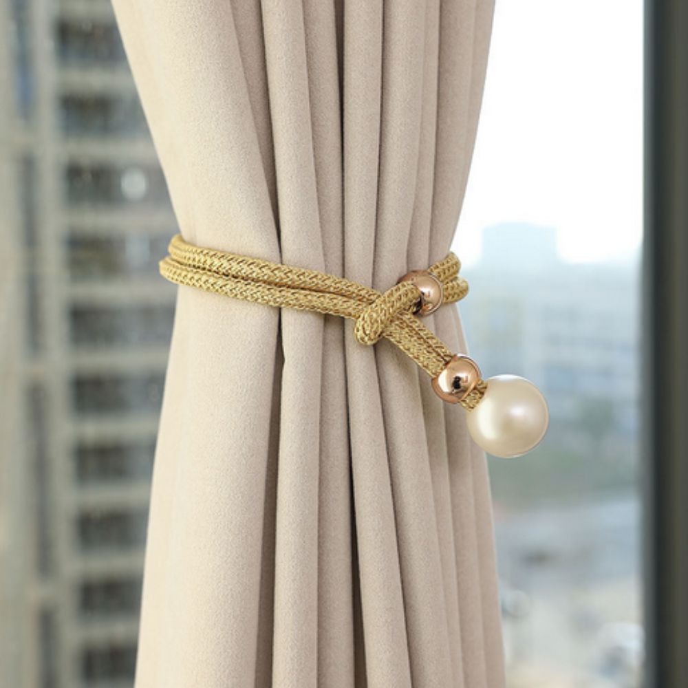 Lustrous Pearl Curtain Tie Back | 2 Pcs Set — size and scale reference