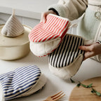 Striped Heat-Resistant Kitchen Mitts — additional view