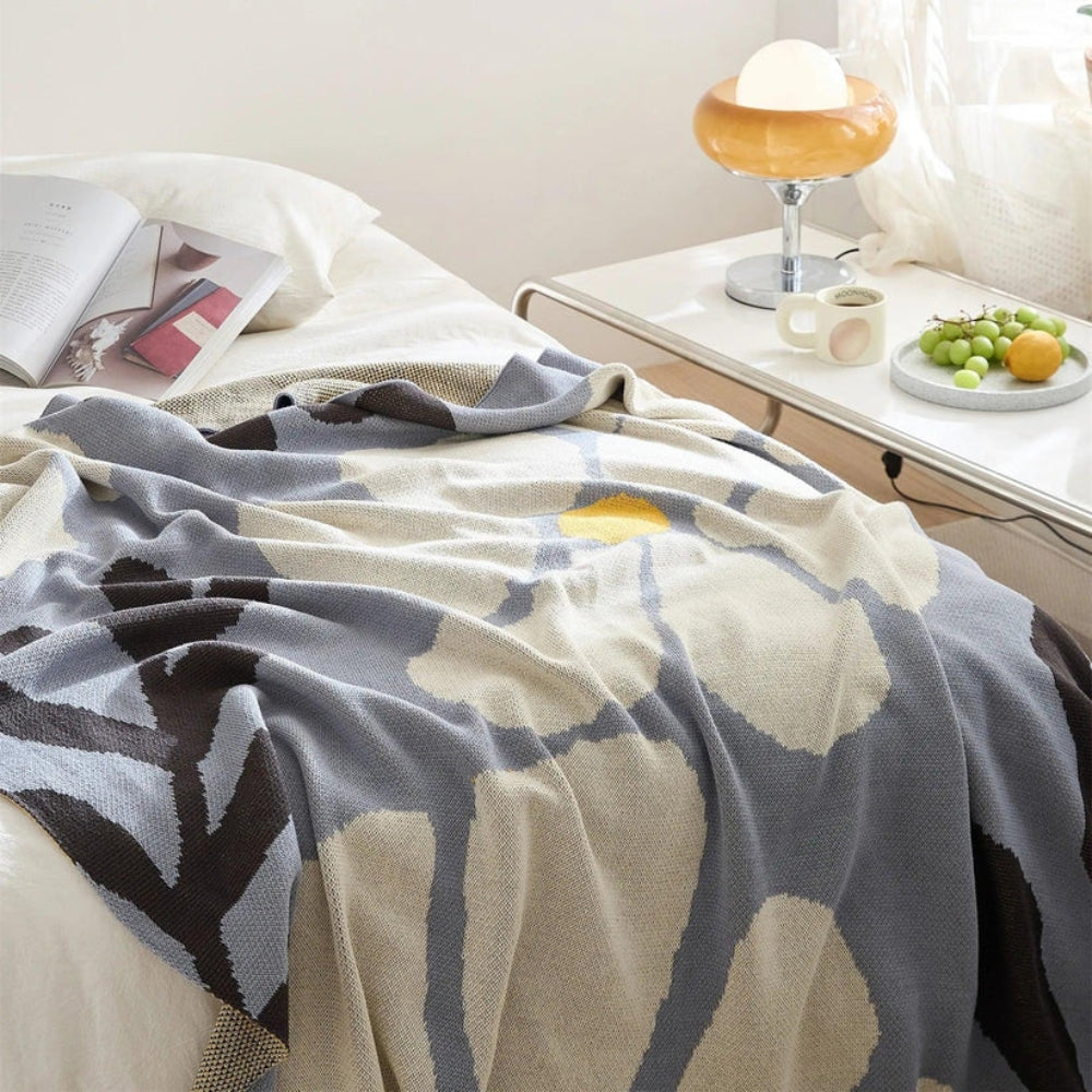 Scandinavian Bold Floral Print Blanket — size and scale reference