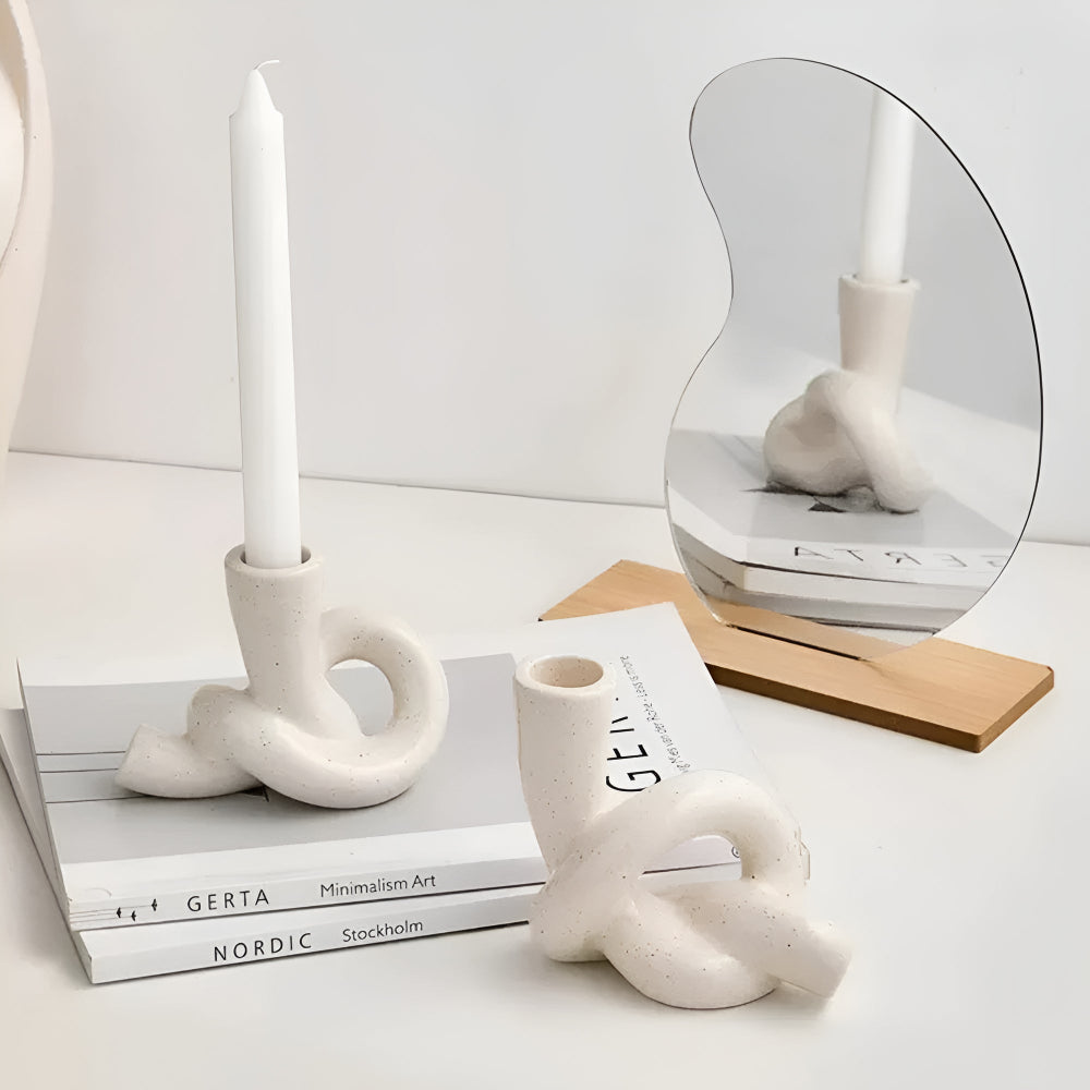 Knot Ceramic Candle Holder — size and scale reference