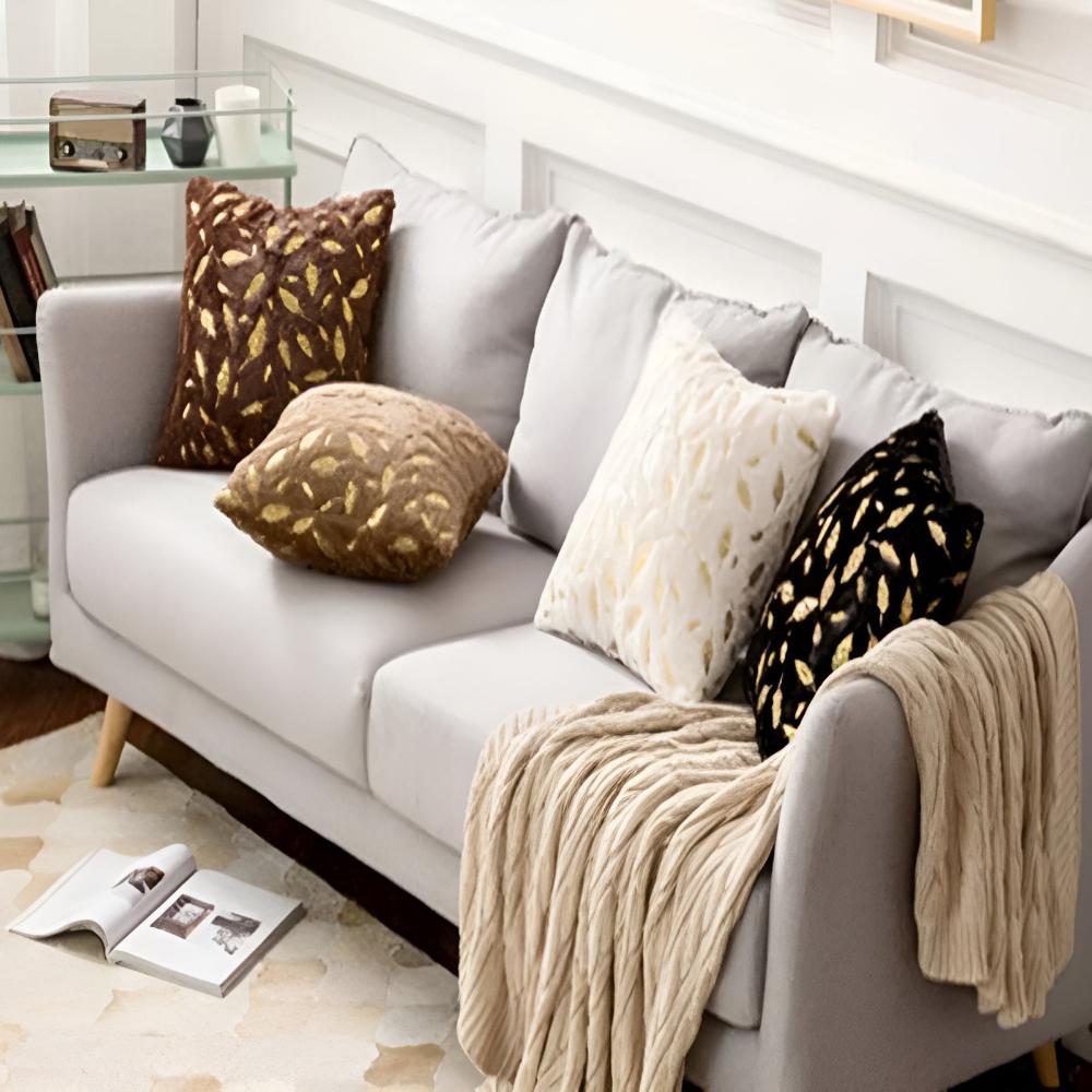Golden Leaf Velvet Cushion Covers — product detail view