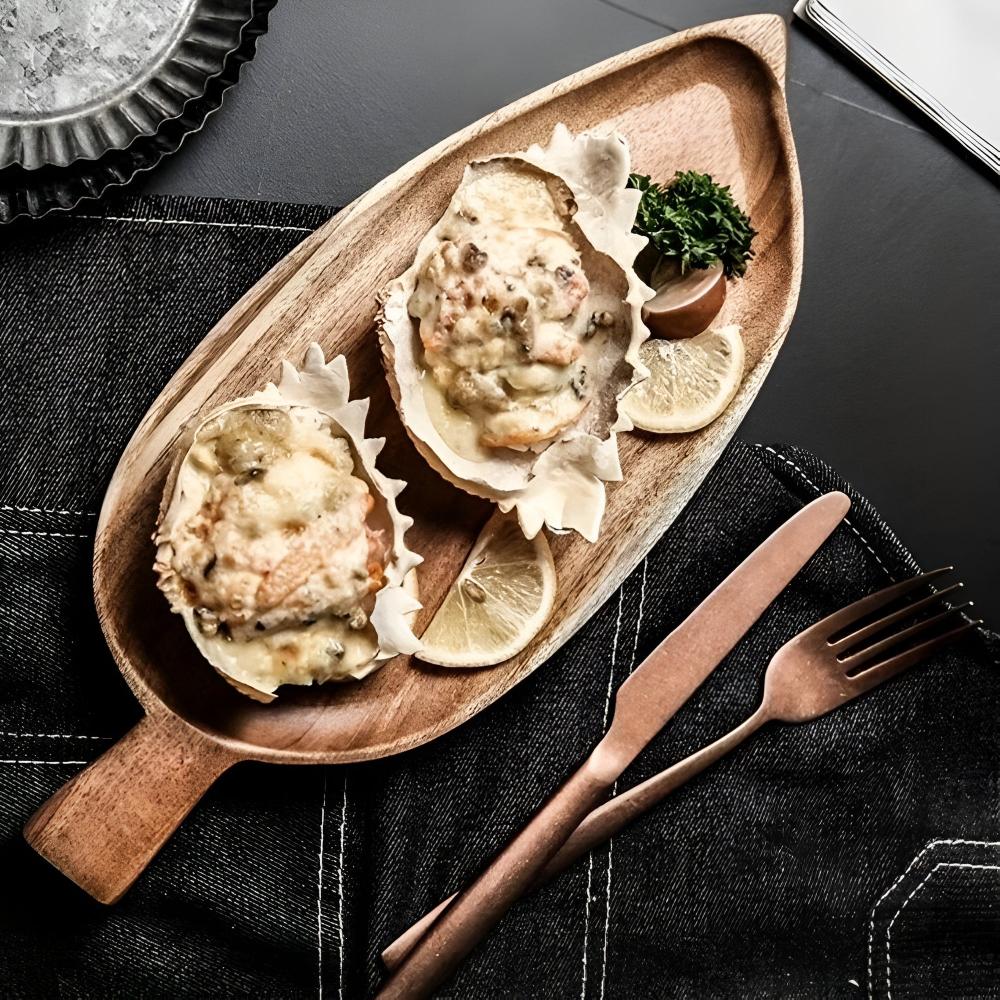 Leaf-Shaped Wooden Serving Plate — product close-up