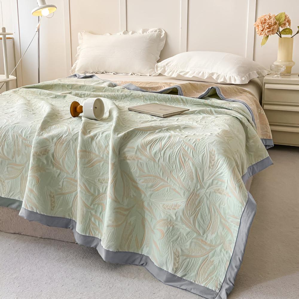 Wheat Garden Reversible Cotton Throw — size and scale reference