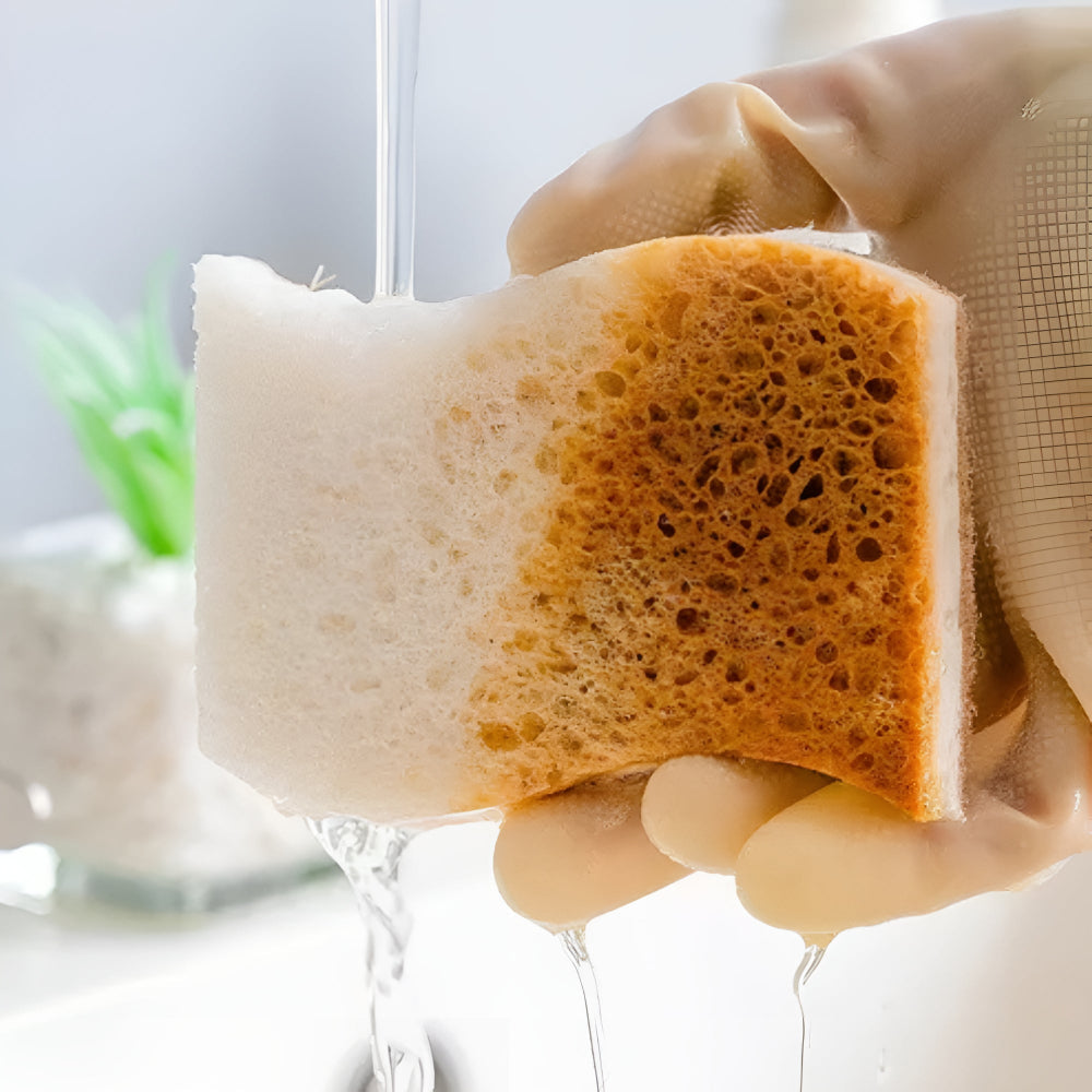 Coconut Fibre Natural Dish Sponge — product in use