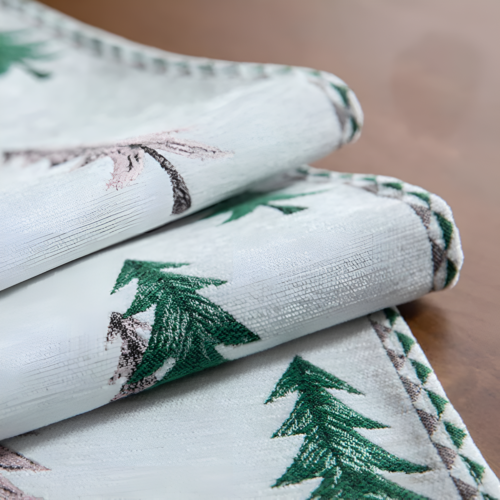Festive Pine Tree Tassel Runner — material texture close-up