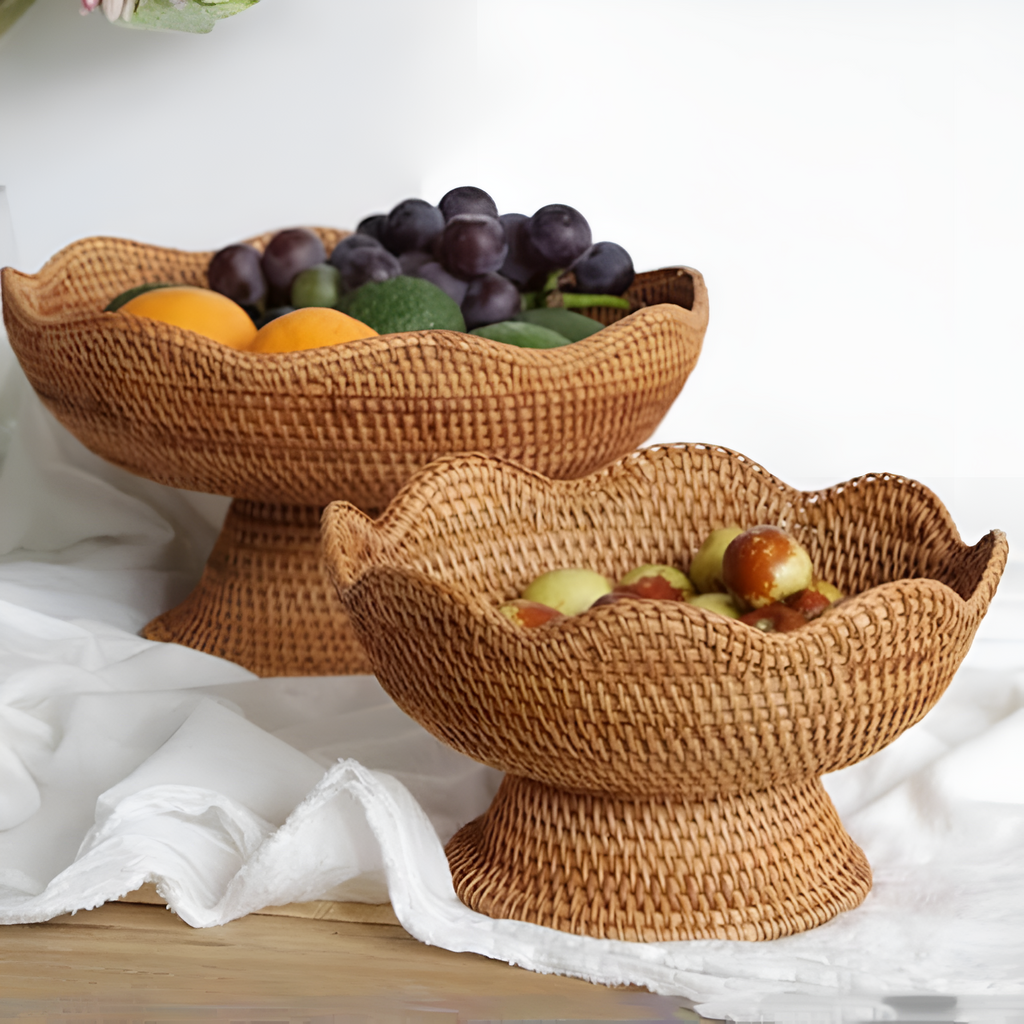 Natural Rattan Handwoven Fruit Basket — product in use