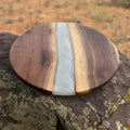Artisan Epoxy Round Wood Chopping Board — size and scale reference