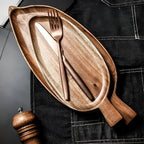 Leaf-Shaped Wooden Serving Plate — size and scale reference