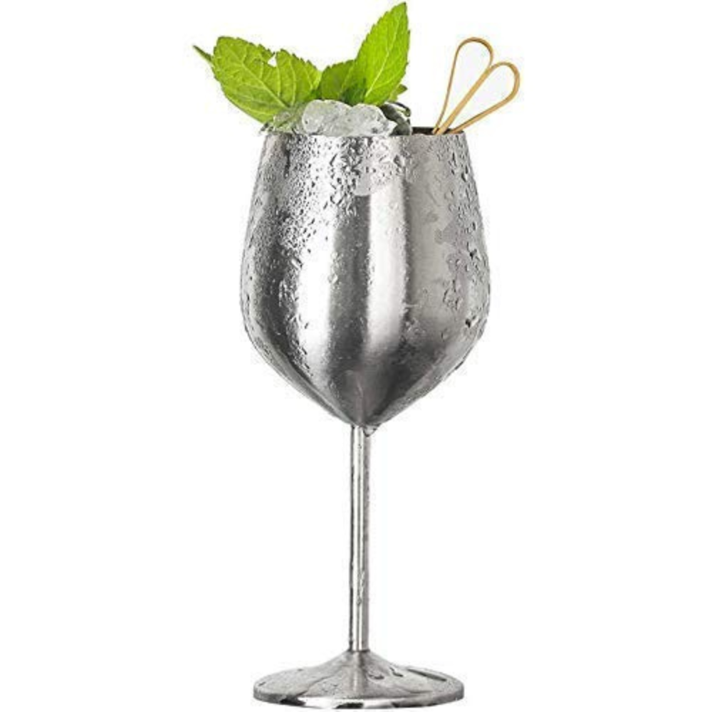 Lustrous Stainless Steel Wine Glass — lifestyle shot