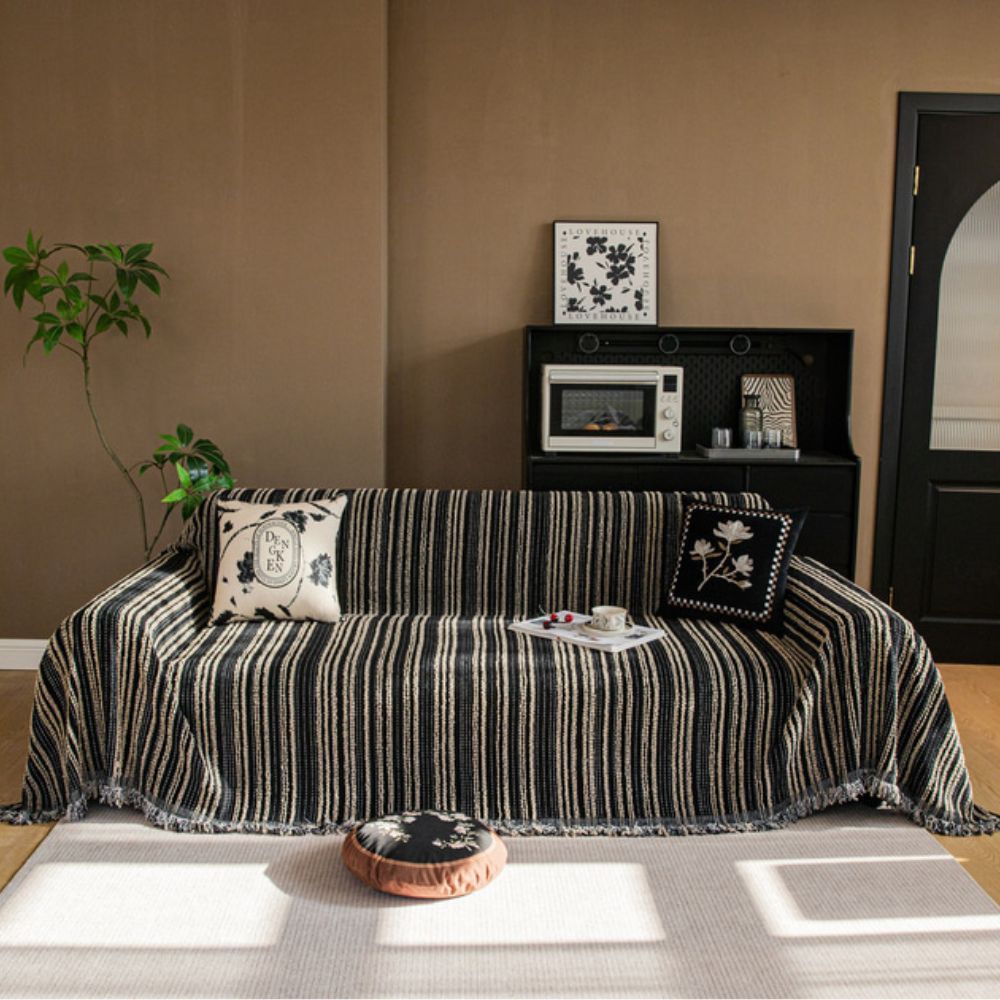 Regal Stripes Chenille Sofa Cover — product feature detail