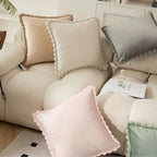 Velvet Pom-Pom Trim Cushion Cover — main product photo