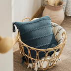 Nordic Knitted Tassel Cushion — size and scale reference
