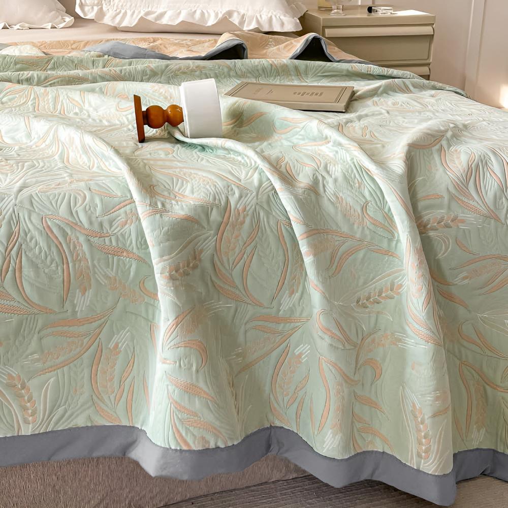 Wheat Garden Reversible Cotton Throw — material texture close-up