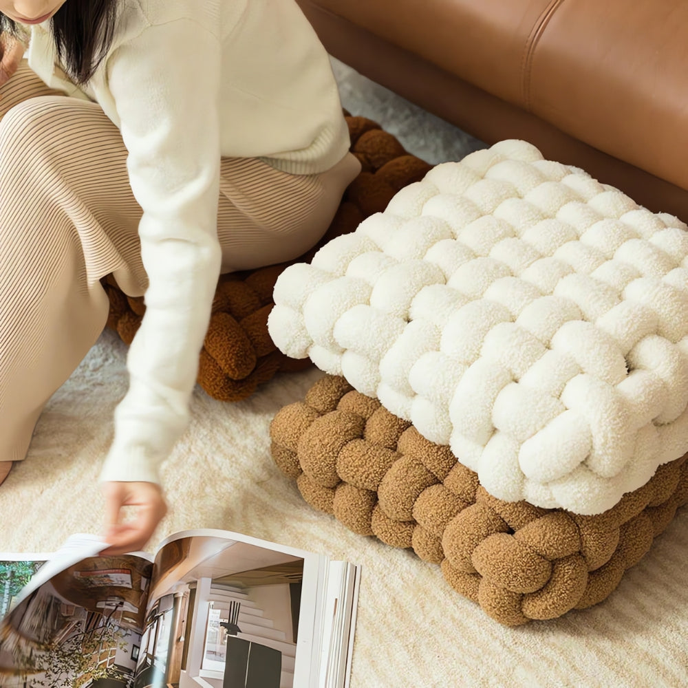 Plush Woven Knot Boucle Cushion — product in use