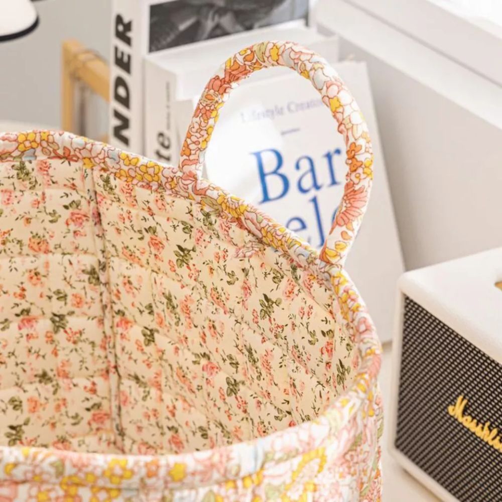 Delicate Floral Canvas Storage Basket — lifestyle shot