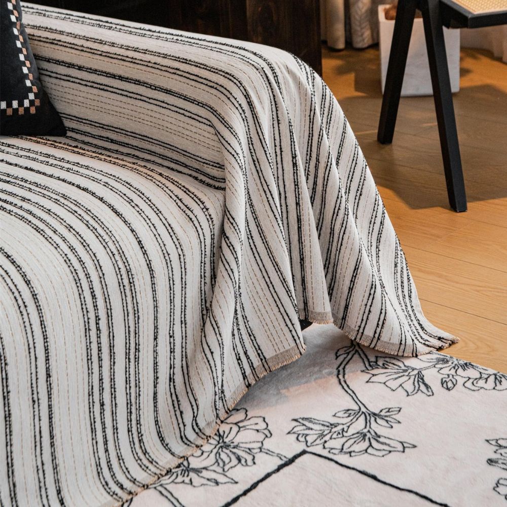 Regal Stripes Chenille Sofa Cover — size and scale reference