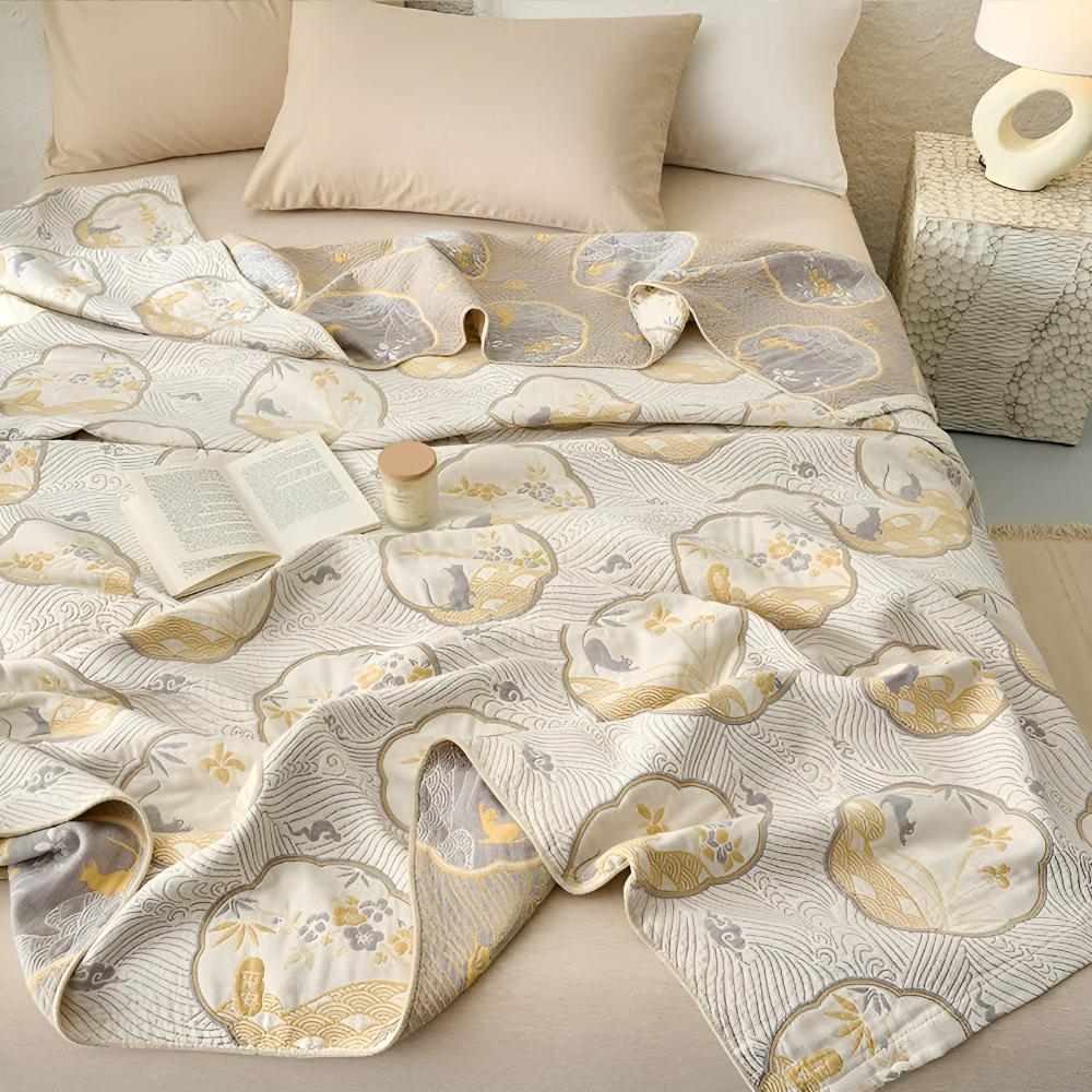 Reversible Coastal Dreams Blanket — size and scale reference