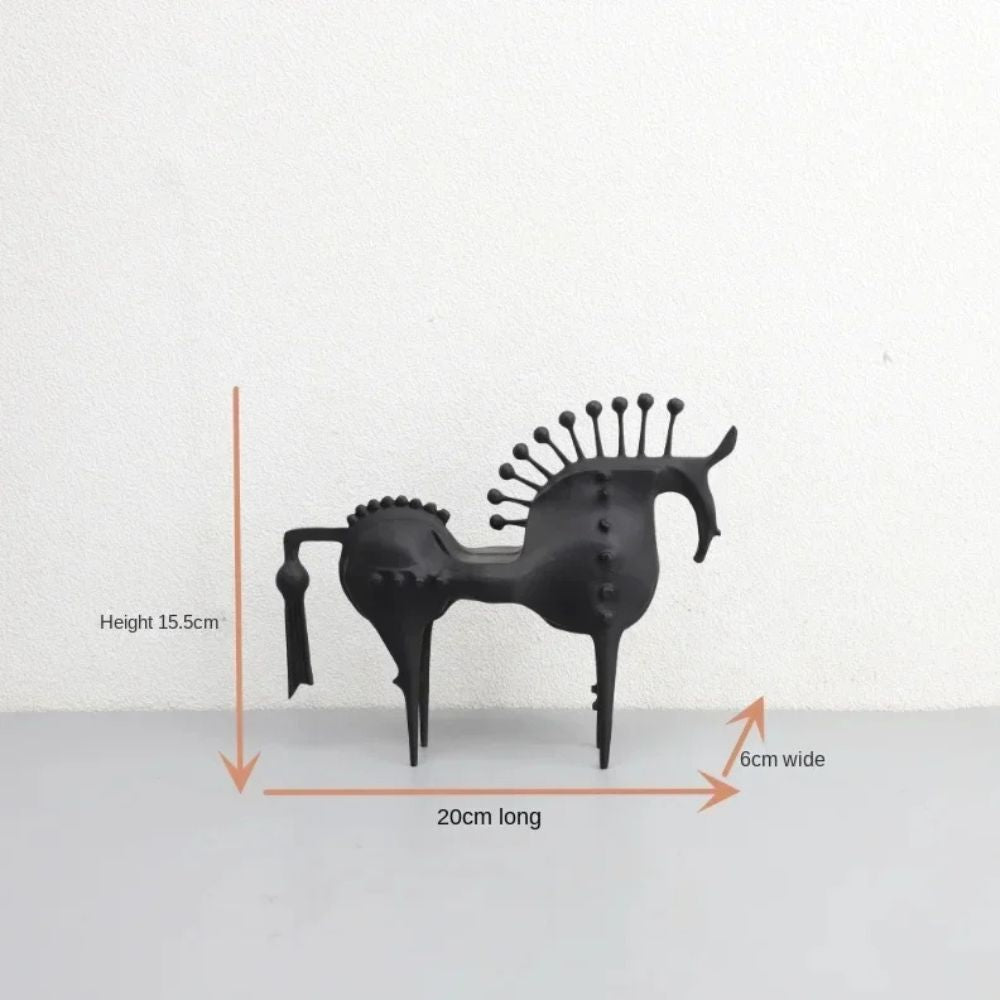 Black Stallion Metal Sculpture — material texture close-up
