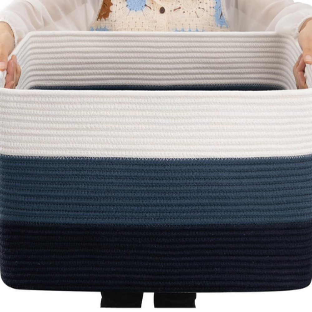 Woven Cotton Rope Storage Basket — alternate angle view
