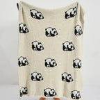 Kawaii Panda Knitted Blanket — product close-up