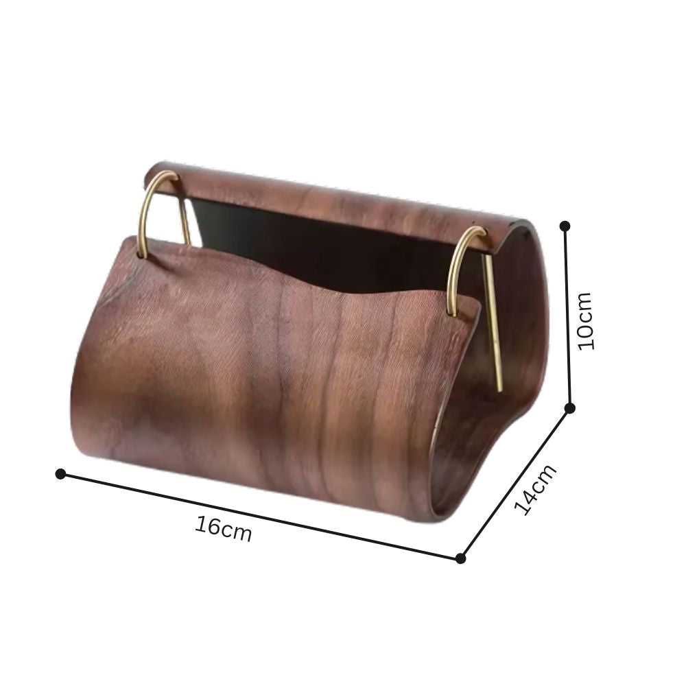Wooden Brass Tissue Holder — alternate angle view