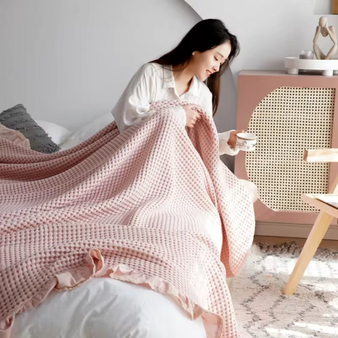 Olivia Waffle Throw Blanket — product close-up