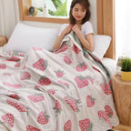 Strawberry Gauze Cotton Blanket — product in use