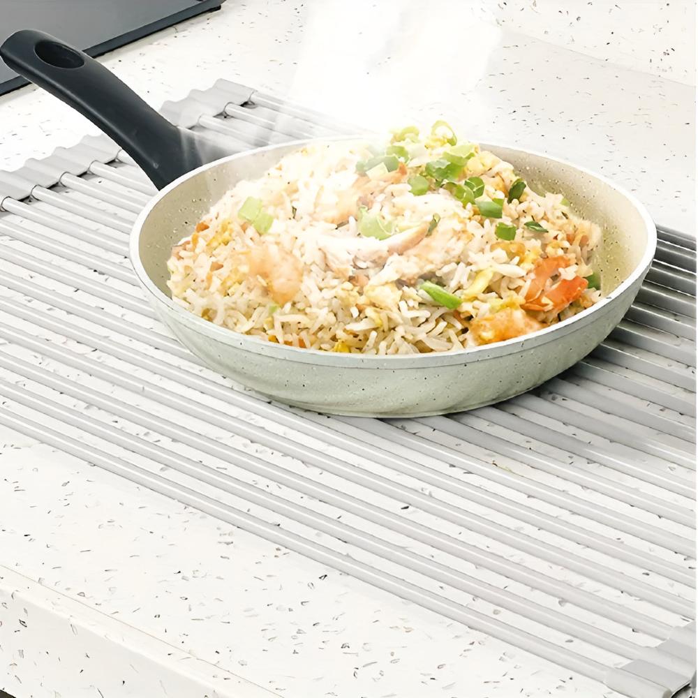 Stainless Steel Dish Drying Rolling Rack — alternate angle view