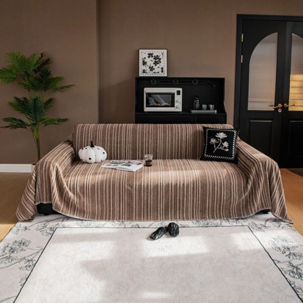 Regal Stripes Chenille Sofa Cover — material texture close-up