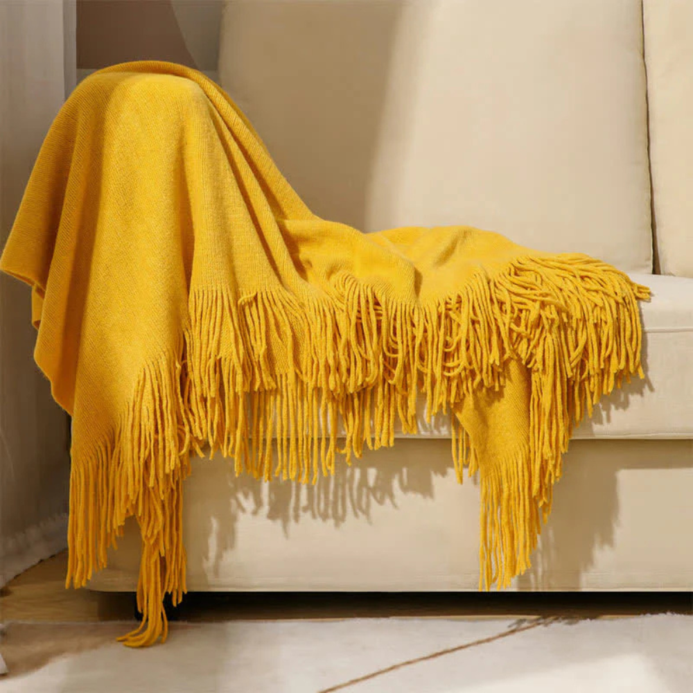 Chunky Knit Tassel Blanket — main product photo