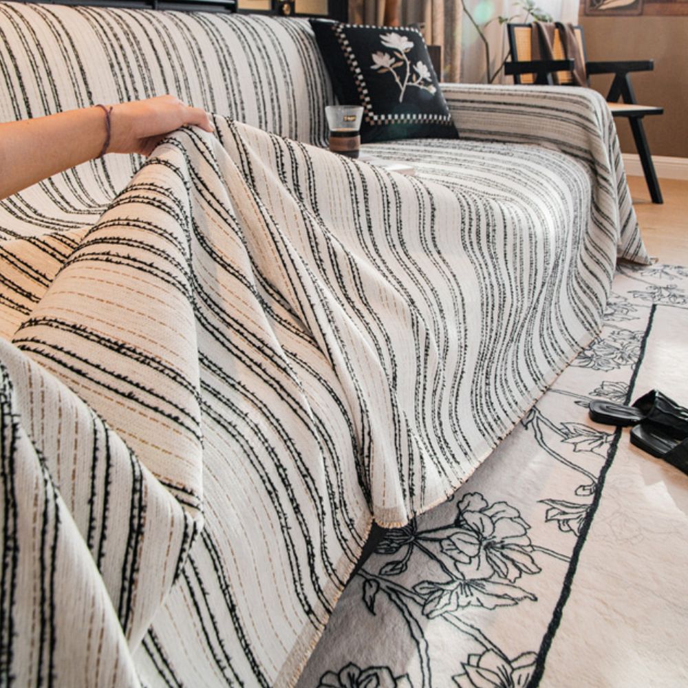 Regal Stripes Chenille Sofa Cover — alternate angle view