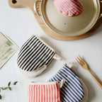 Striped Heat-Resistant Kitchen Mitts — product detail view