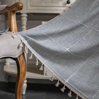 Tassel Plaid Curtain Semi Blackout Drapes — product close-up