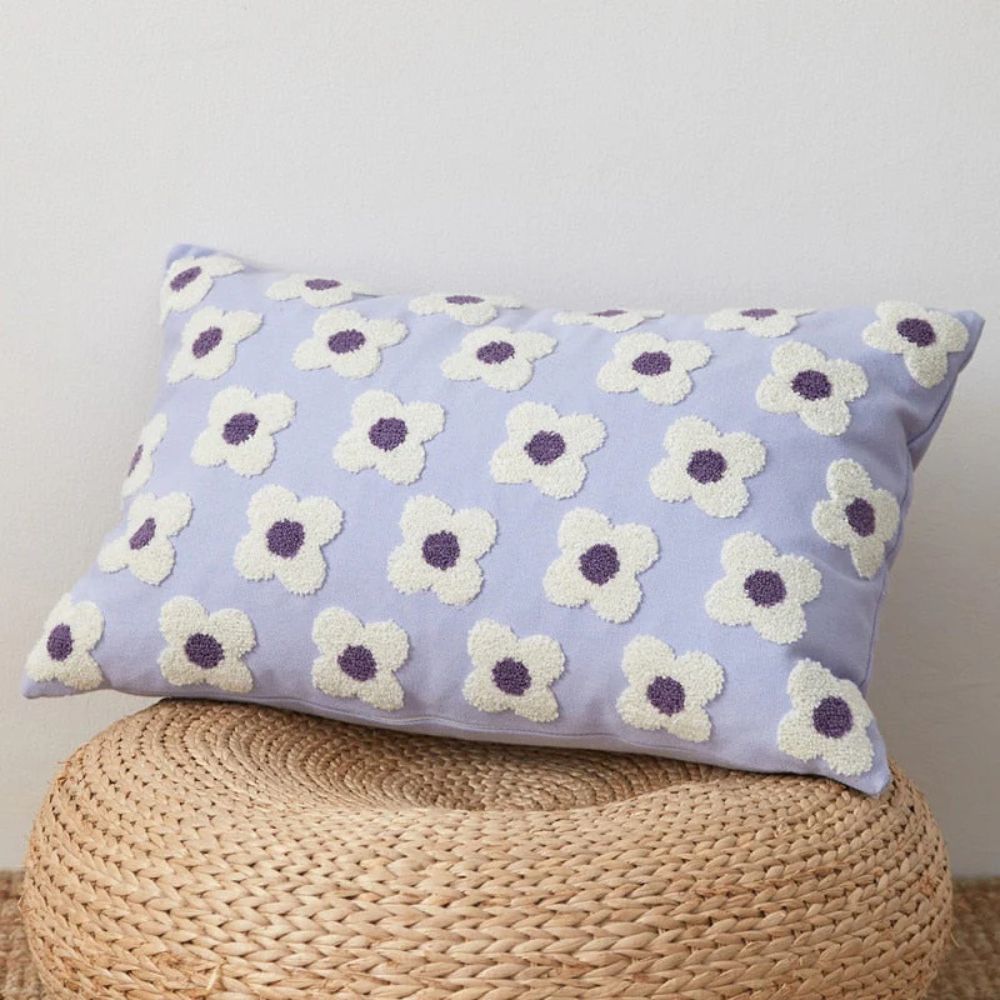 Lustrous Floral Embroidered Cushion Cover — size and scale reference