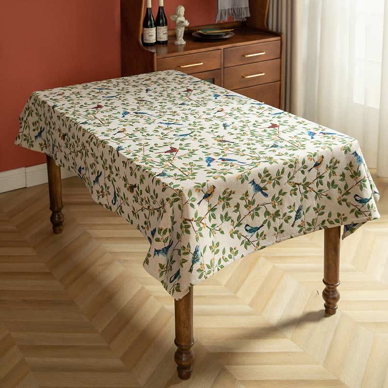 Lavish Heritage Floral & Bird Tablecloth — product detail view