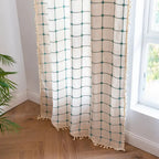Turquoise Lattice Boho Tassel Curtain — product feature detail